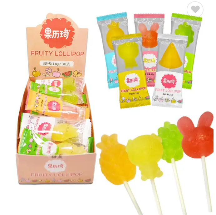 Fruit flavored jelly candy lollipop 30x18g